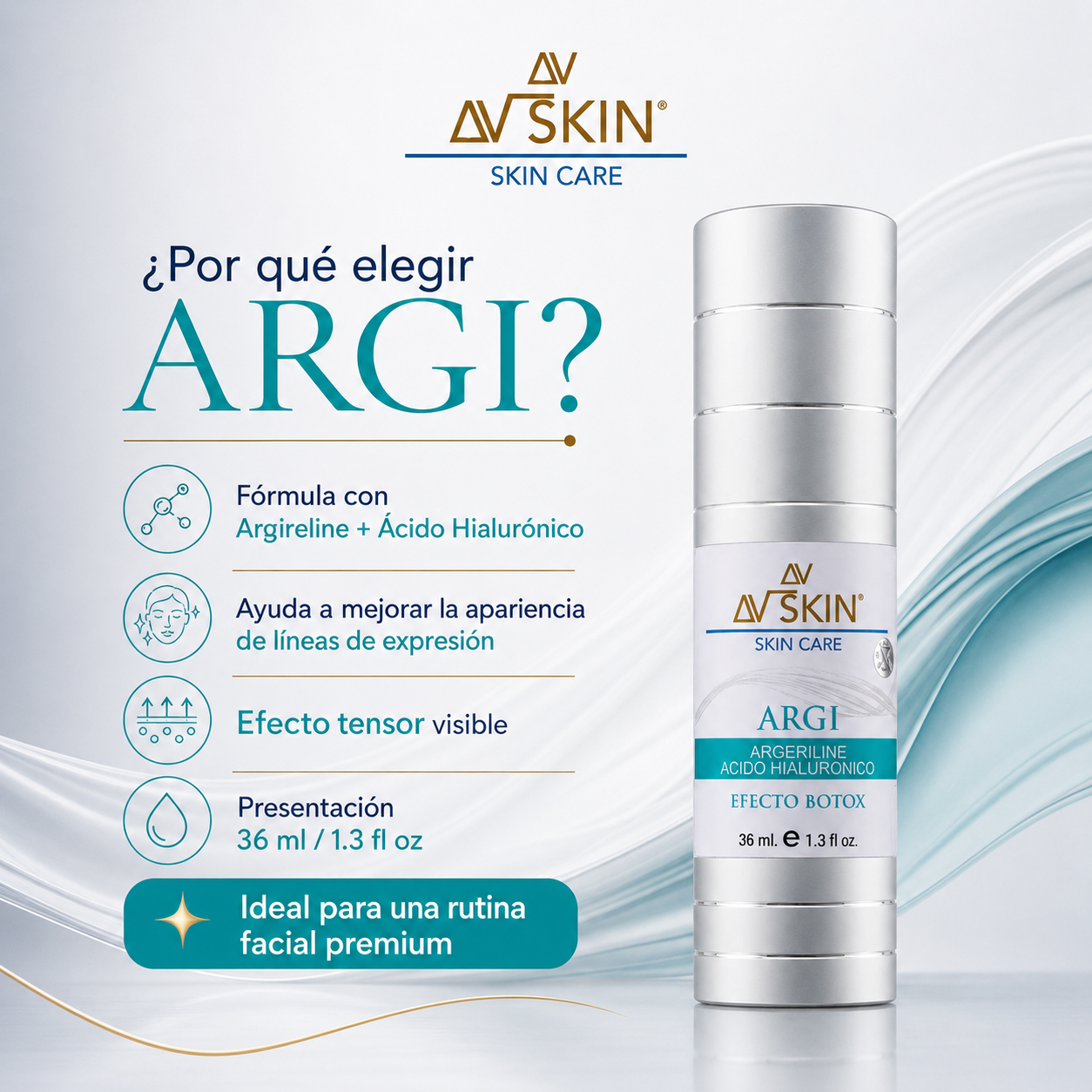 ARGI AV Skin – Argireline + Ácido Hialurónico | Efecto Tensor Facial