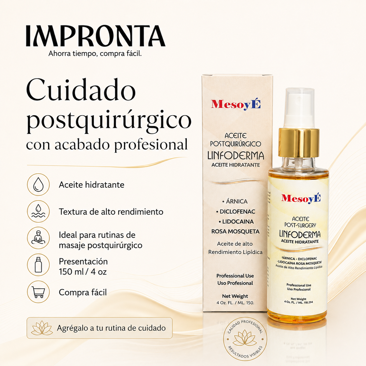 MesoyÉ Linfoderma - Aceite Hidratante Postquirúrgico 150 ml