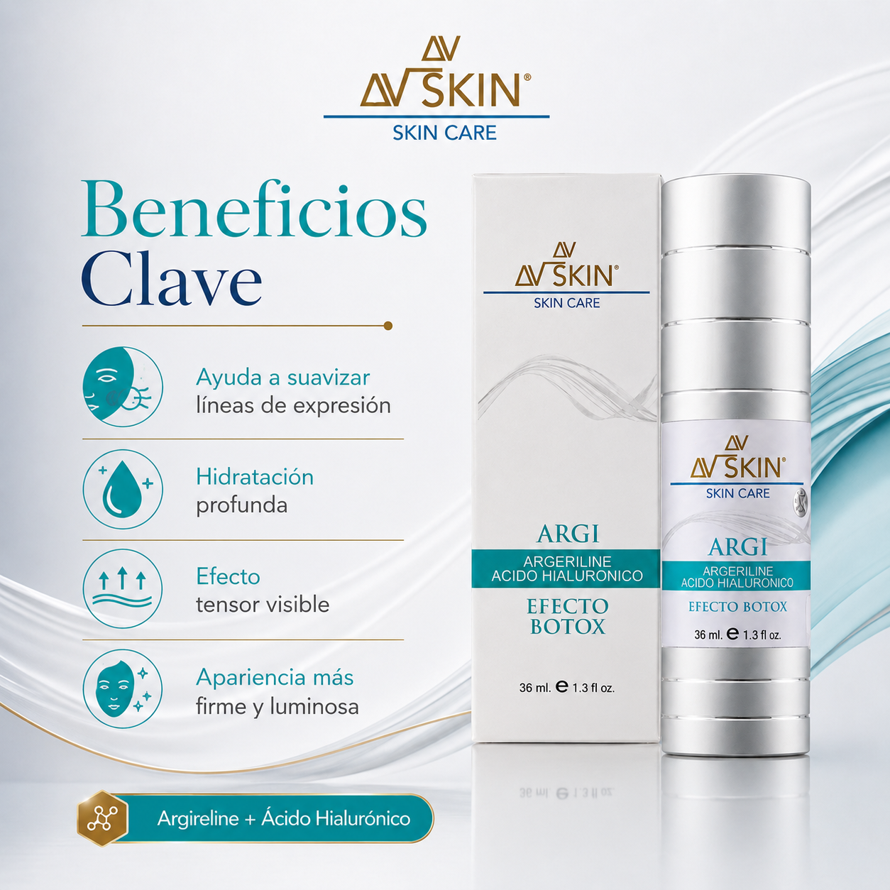 ARGI AV Skin – Argireline + Ácido Hialurónico | Efecto Tensor Facial