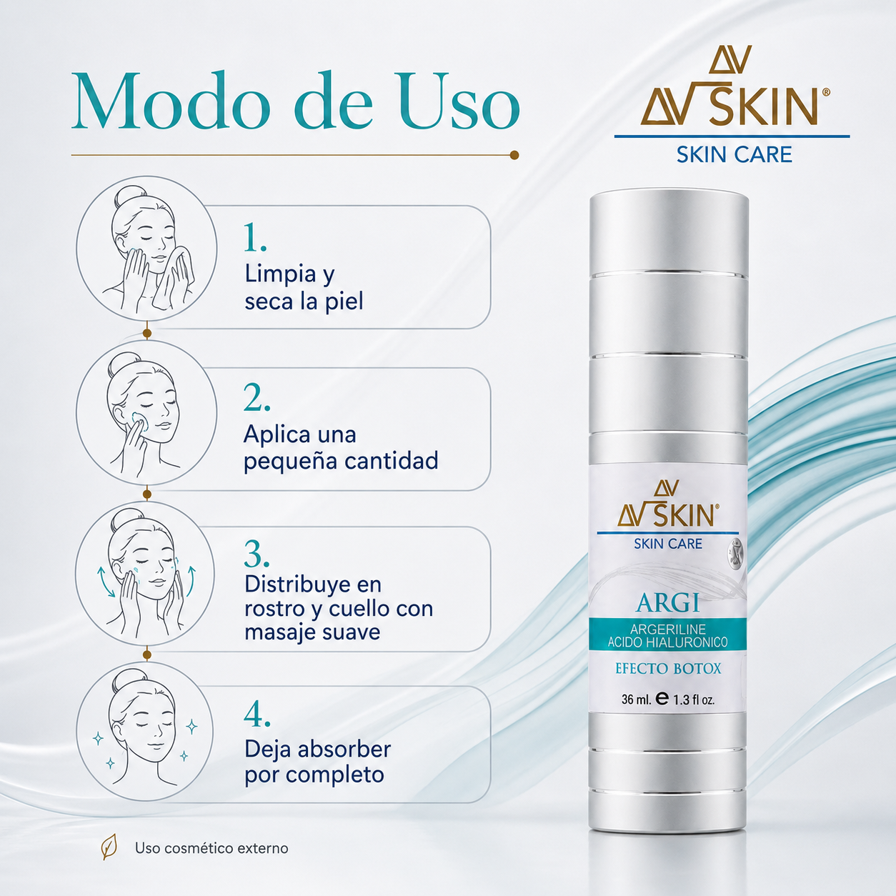 ARGI AV Skin – Argireline + Ácido Hialurónico | Efecto Tensor Facial