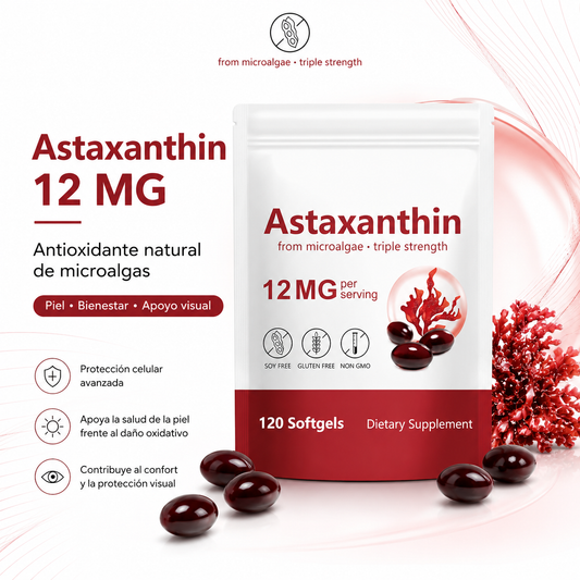 Astaxanthin Glow 12MG – Antioxidante Natural para Piel, Vista y Bienestar