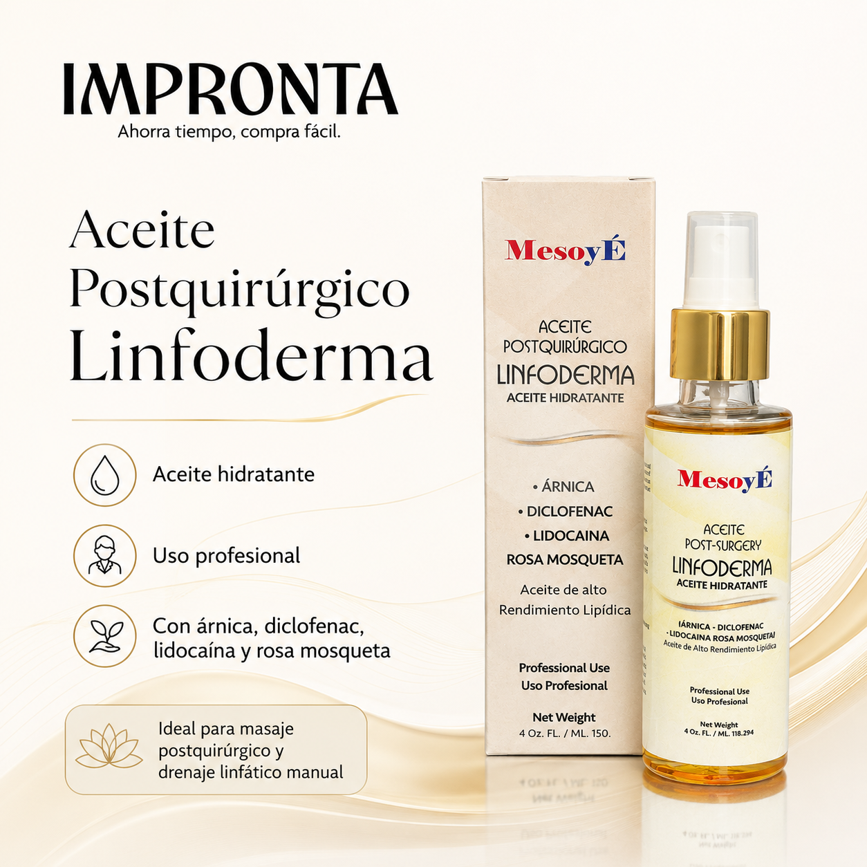 MesoyÉ Linfoderma - Aceite Hidratante Postquirúrgico 150 ml