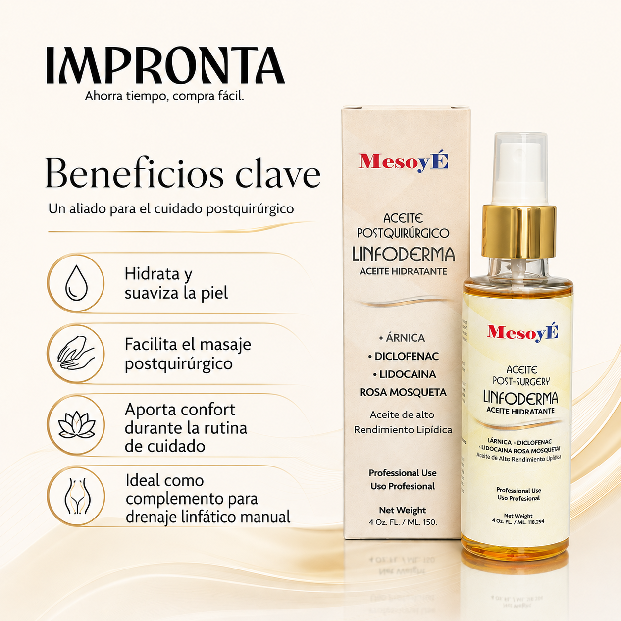 MesoyÉ Linfoderma - Aceite Hidratante Postquirúrgico 150 ml