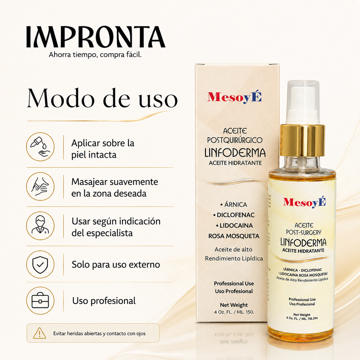 MesoyÉ Linfoderma - Aceite Hidratante Postquirúrgico 150 ml