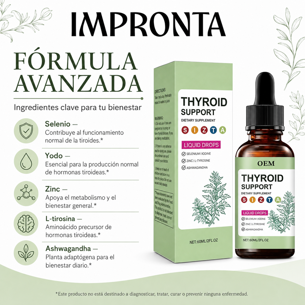 Suplemento Tiroideo en Gotas con Yodo, Selenio y Ashwagandha | Impronta