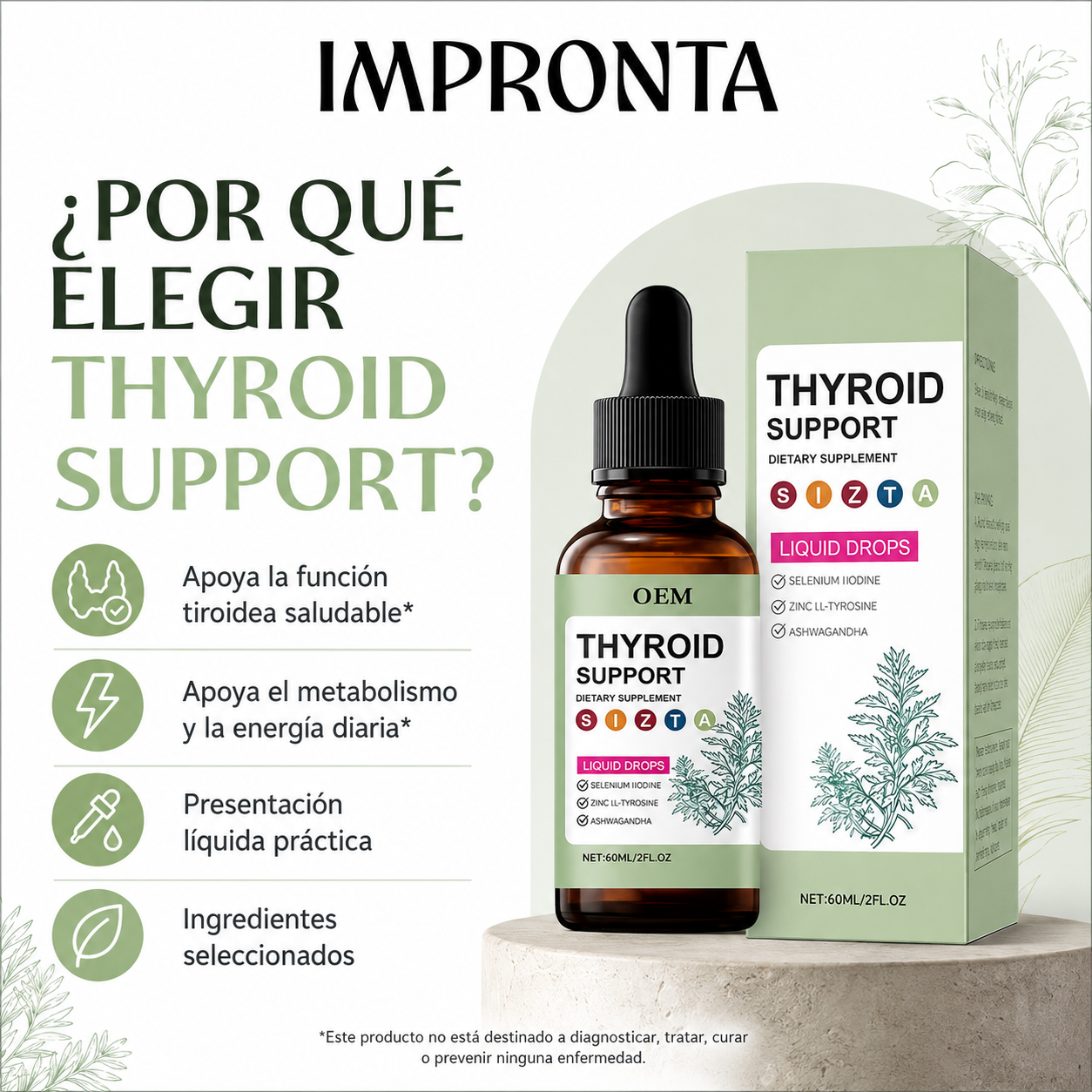 Suplemento Tiroideo en Gotas con Yodo, Selenio y Ashwagandha | Impronta