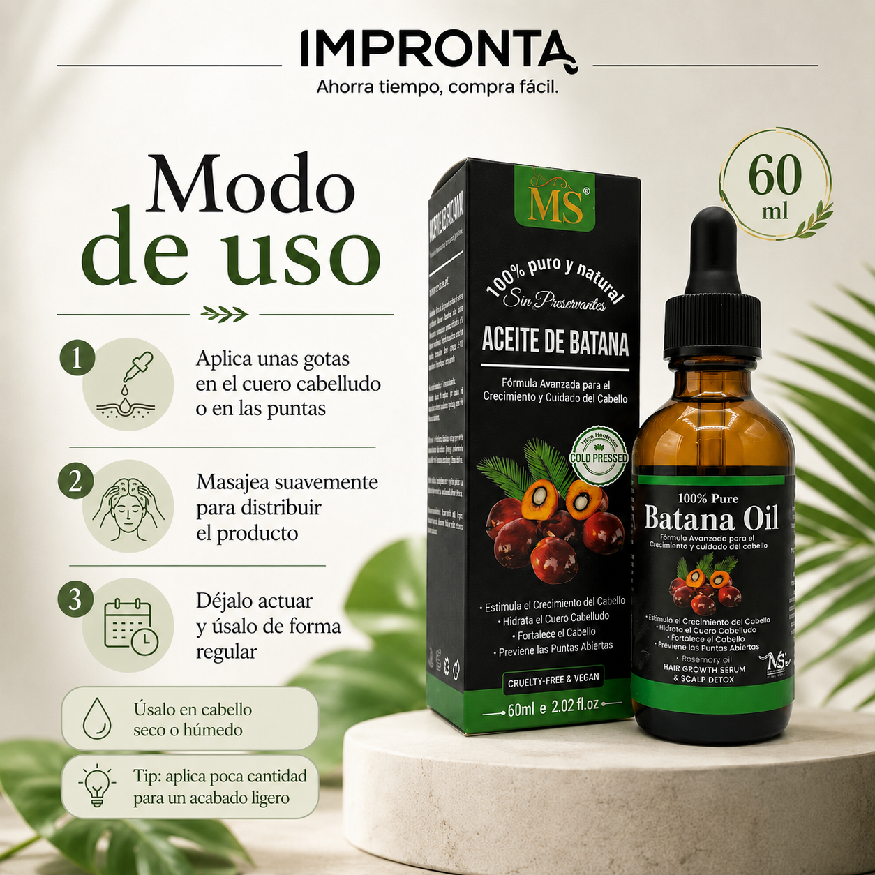 Aceite de Batana con Romero 60ml – Cuidado Capilar Nutritivo